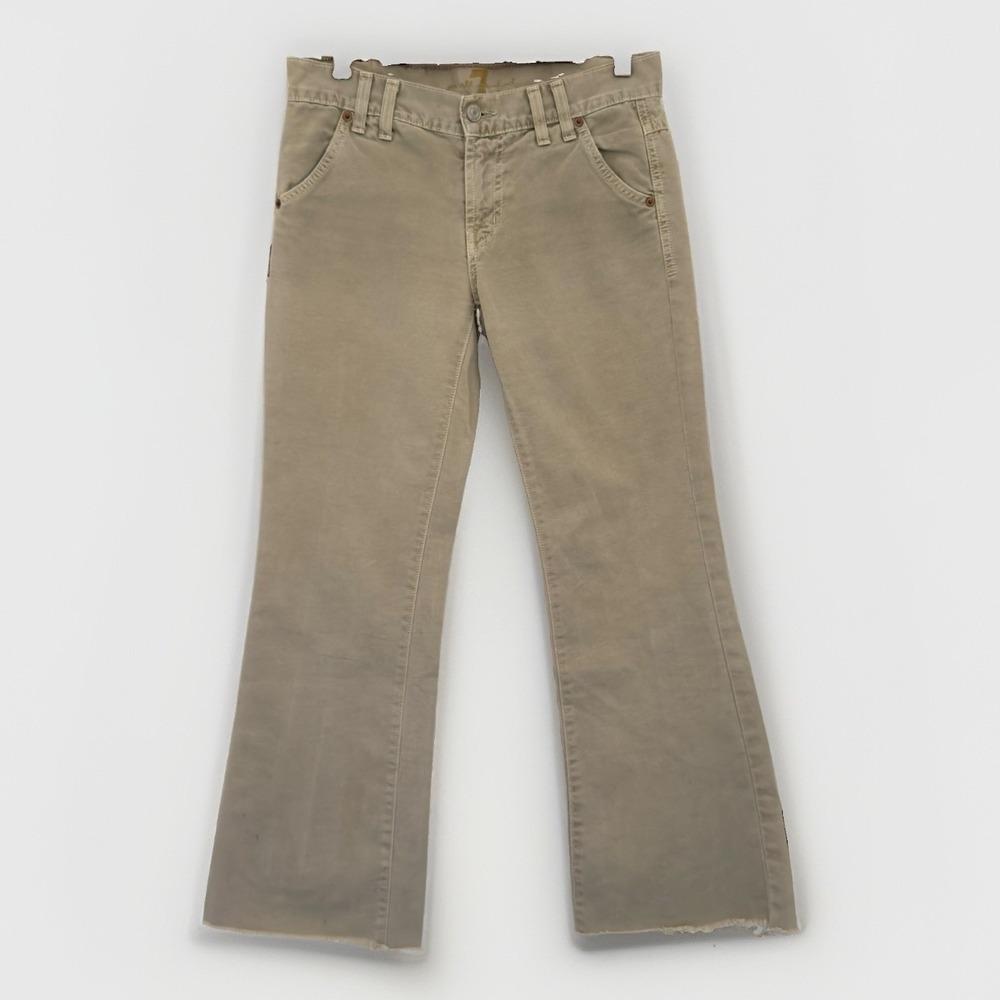 Vintage Y2K 7 FOR ALL MANKIND Pants Womens 25 Khaki Boot Cut Low Rise Raw Hem